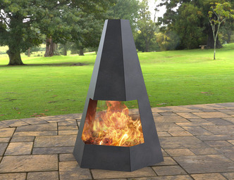 Patio Hexagon Double-sided Fireplace. DXF, SVG files for laser, plasma cutting. Chiminea Fire Pit