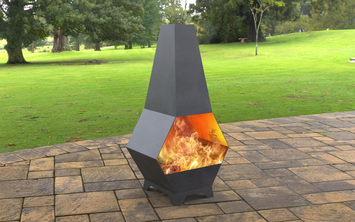 Backyard Hexagon V2 Fireplace. DXF, SVG files for laser, plasma cutting. Chiminea Fire Pit