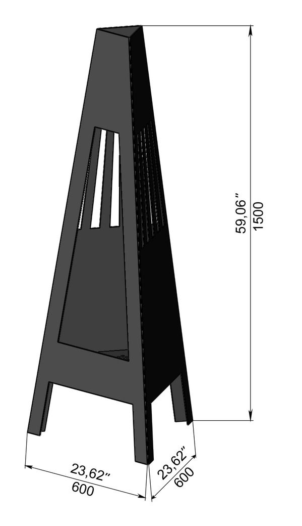 Garden Line Fireplace. DXF, SVG files for laser, plasma cutting. Pyramid Fire Pit. Фото 9