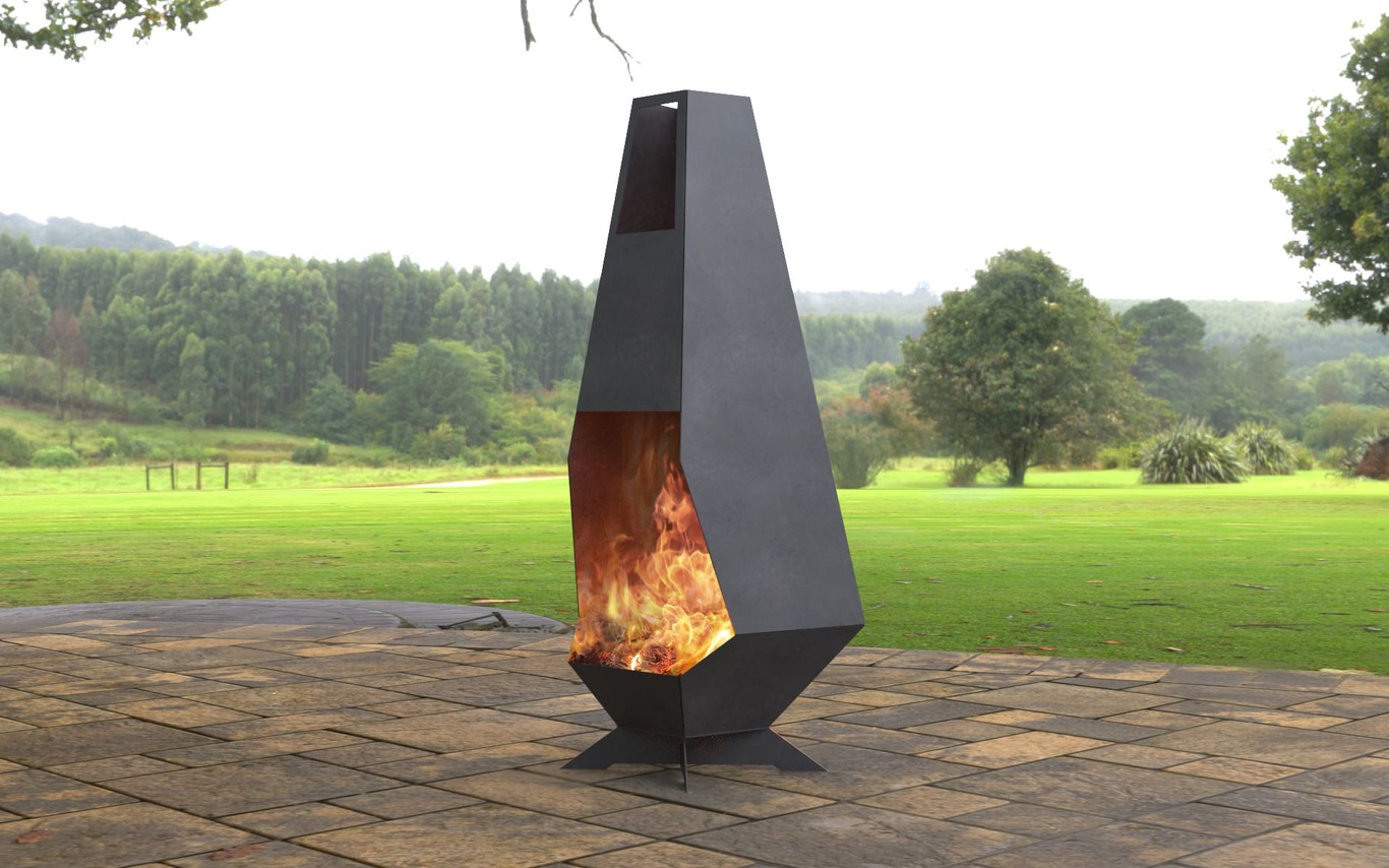 Outdoor Modern V2 Fireplace. DXF, SVG files for laser, plasma cutting. Chiminea Fire Pit. Фото 2