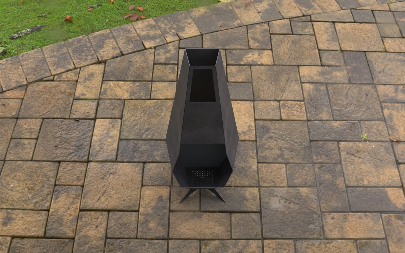 Outdoor Modern V2 Fireplace. DXF, SVG files for laser, plasma cutting. Chiminea Fire Pit. Фото 4