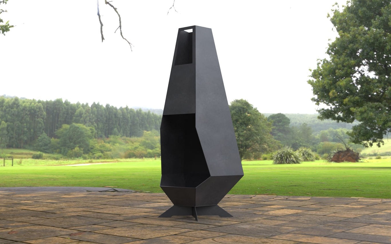 Outdoor Modern V2 Fireplace. DXF, SVG files for laser, plasma cutting. Chiminea Fire Pit. Фото 5