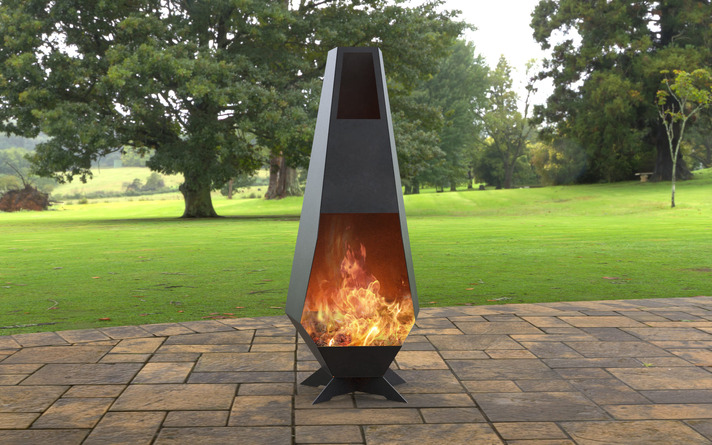 Outdoor Modern V2 Fireplace. DXF, SVG files for laser, plasma cutting. Chiminea Fire Pit