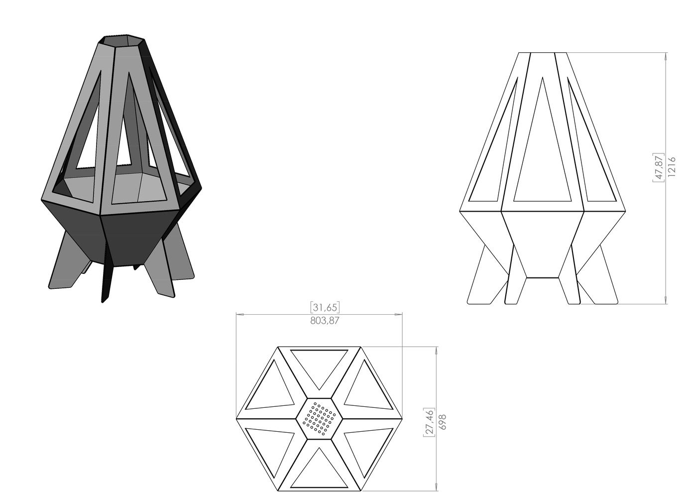 Caminetto da Esterno Razzo V2. File DXF, SVG per taglio laser, plasma. Braciere Chiminea. Фото 11