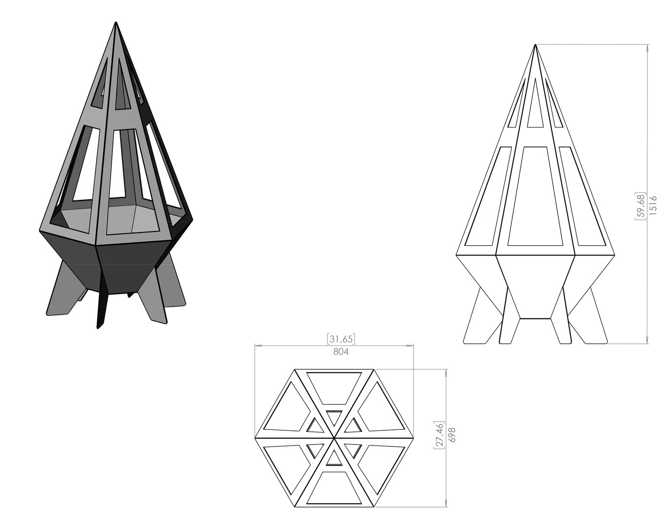 Caminetto da Patio Razzo V3. File DXF, SVG per taglio laser, plasma. Braciere Chiminea. Фото 9