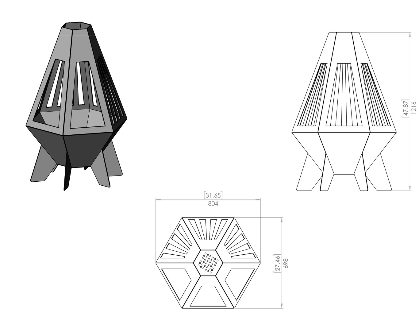 Backyard Rocket V4 Fireplace. DXF, SVG files for laser, plasma cutting. Chiminea Fire Pit. Фото 12