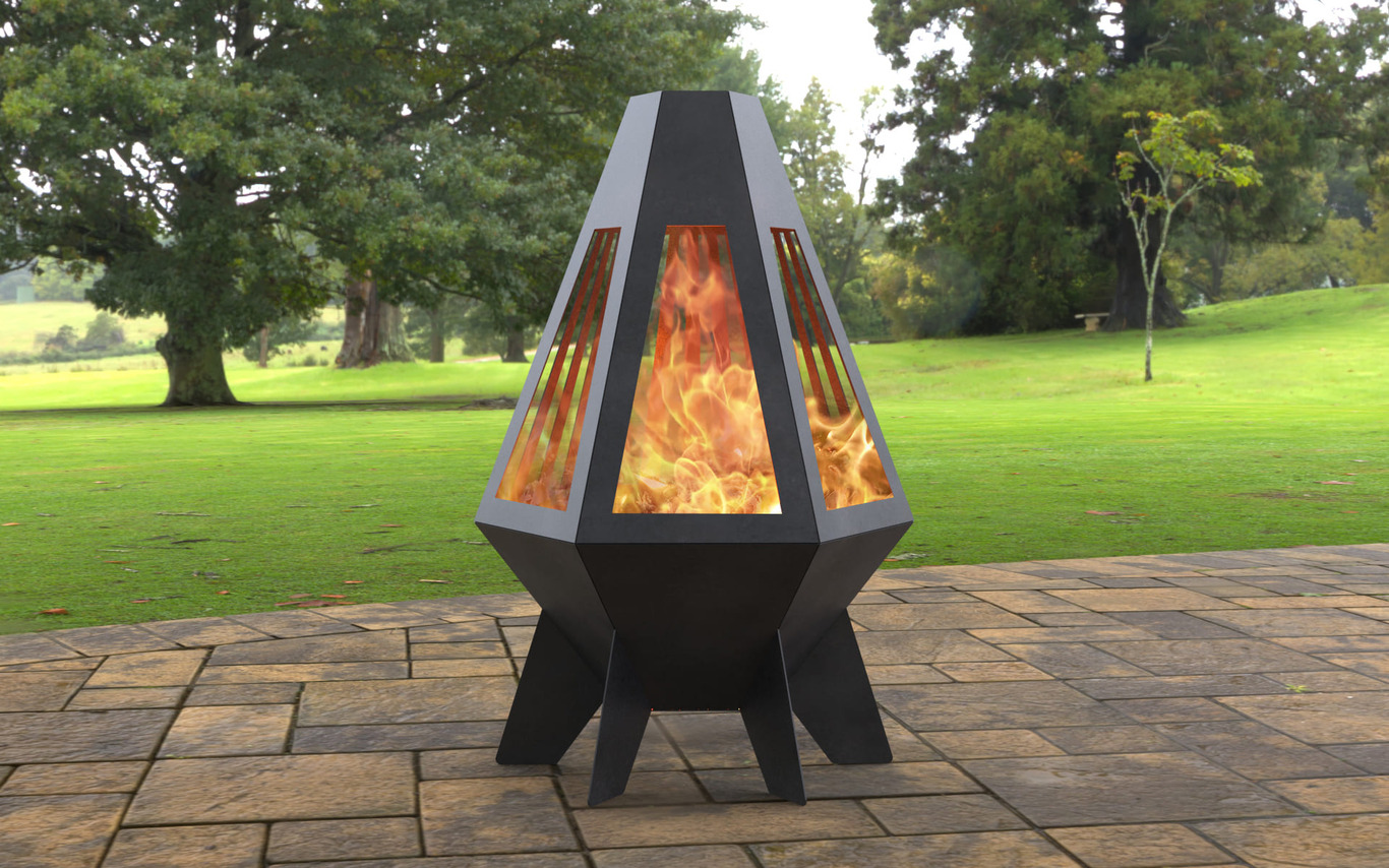 Backyard Rocket V4 Fireplace. DXF, SVG files for laser, plasma cutting. Chiminea Fire Pit
