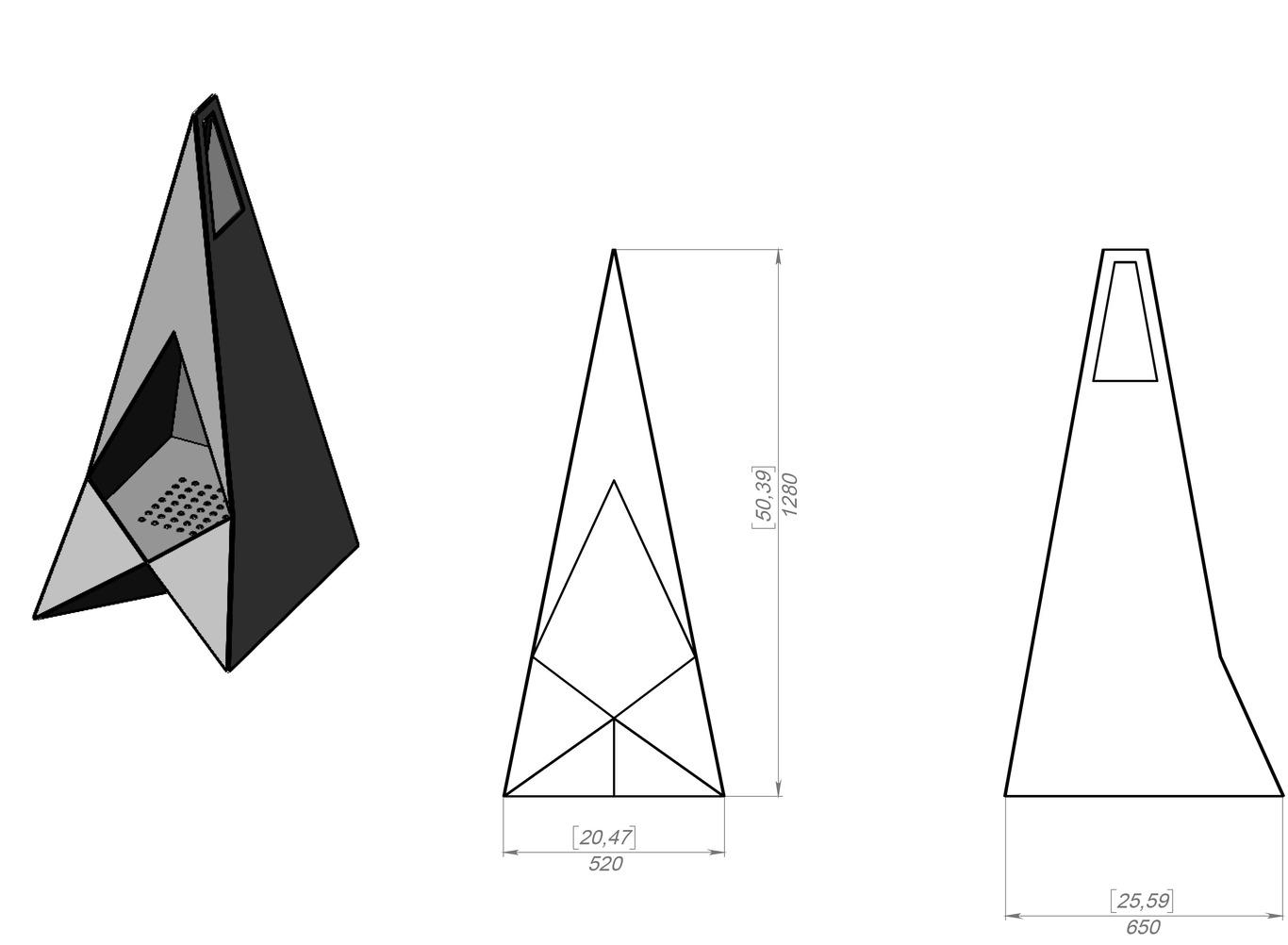 Garden Style Fireplace. DXF, SVG files for laser, plasma cutting. Pyramid Fire Pit. Фото 8