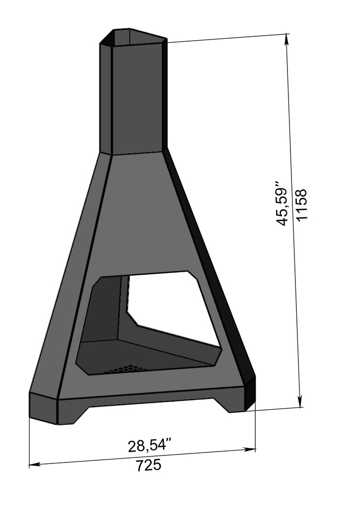 Outdoor Three-sided Fireplace. DXF, SVG files for laser, plasma cutting. Chiminea Fire Pit. Фото 9