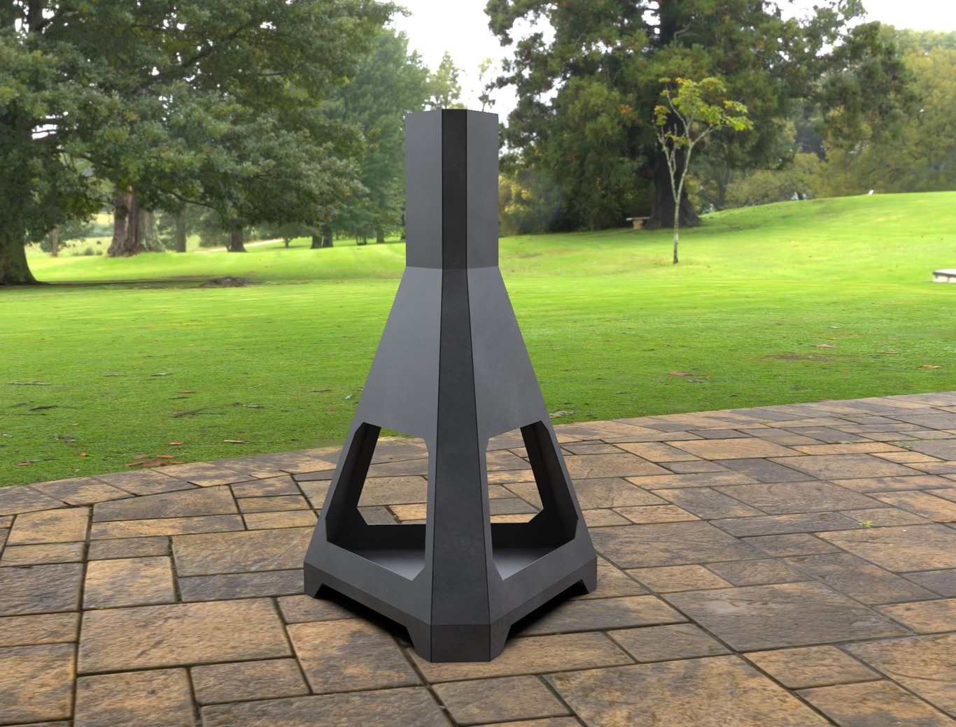 Outdoor Three-sided Fireplace. DXF, SVG files for laser, plasma cutting. Chiminea Fire Pit. Фото 5
