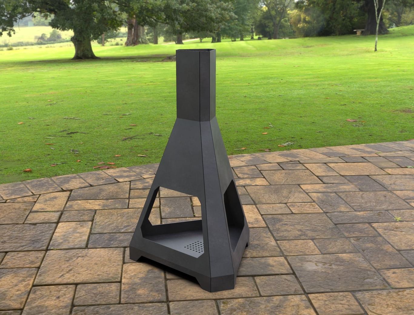 Outdoor Three-sided Fireplace. DXF, SVG files for laser, plasma cutting. Chiminea Fire Pit. Фото 6