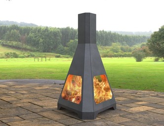 Outdoor Three-sided Fireplace. DXF, SVG files for laser, plasma cutting. Chiminea Fire Pit