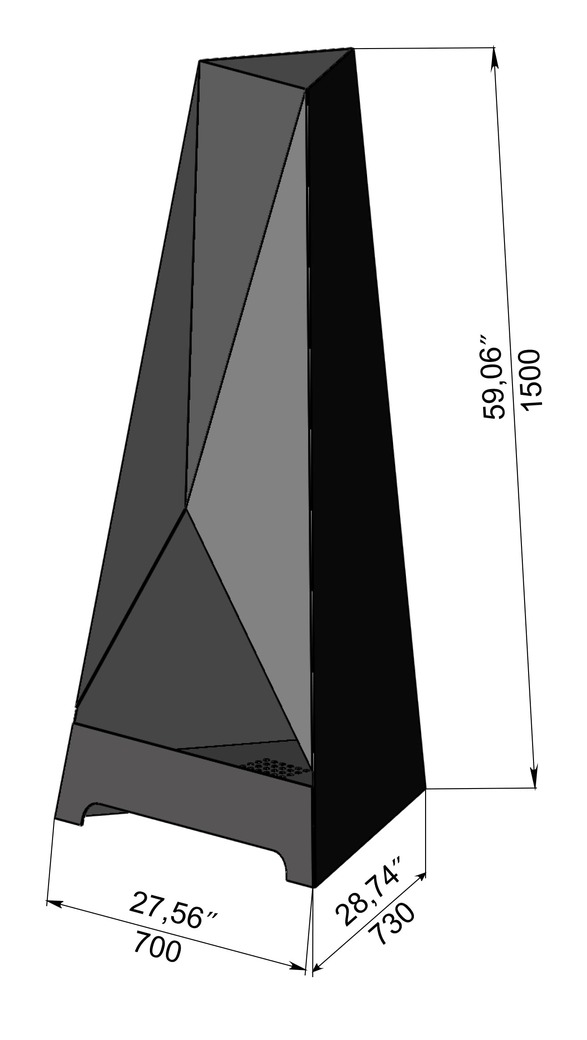 Backyard Triangular V2 Fireplace. DXF, SVG files for laser, plasma cutting. Chiminea Fire Pit. Фото 9