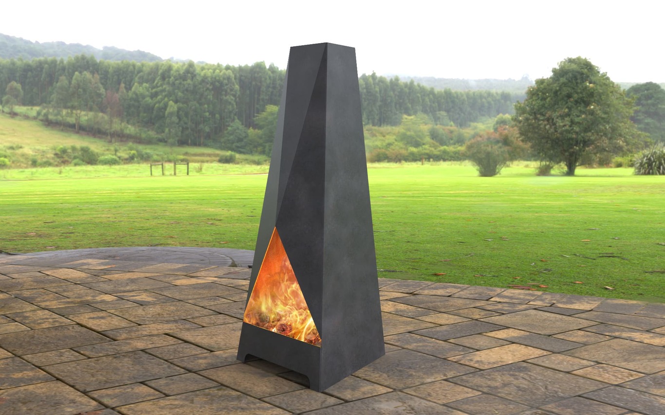 Backyard Triangular V2 Fireplace. DXF, SVG files for laser, plasma cutting. Chiminea Fire Pit. Фото 2
