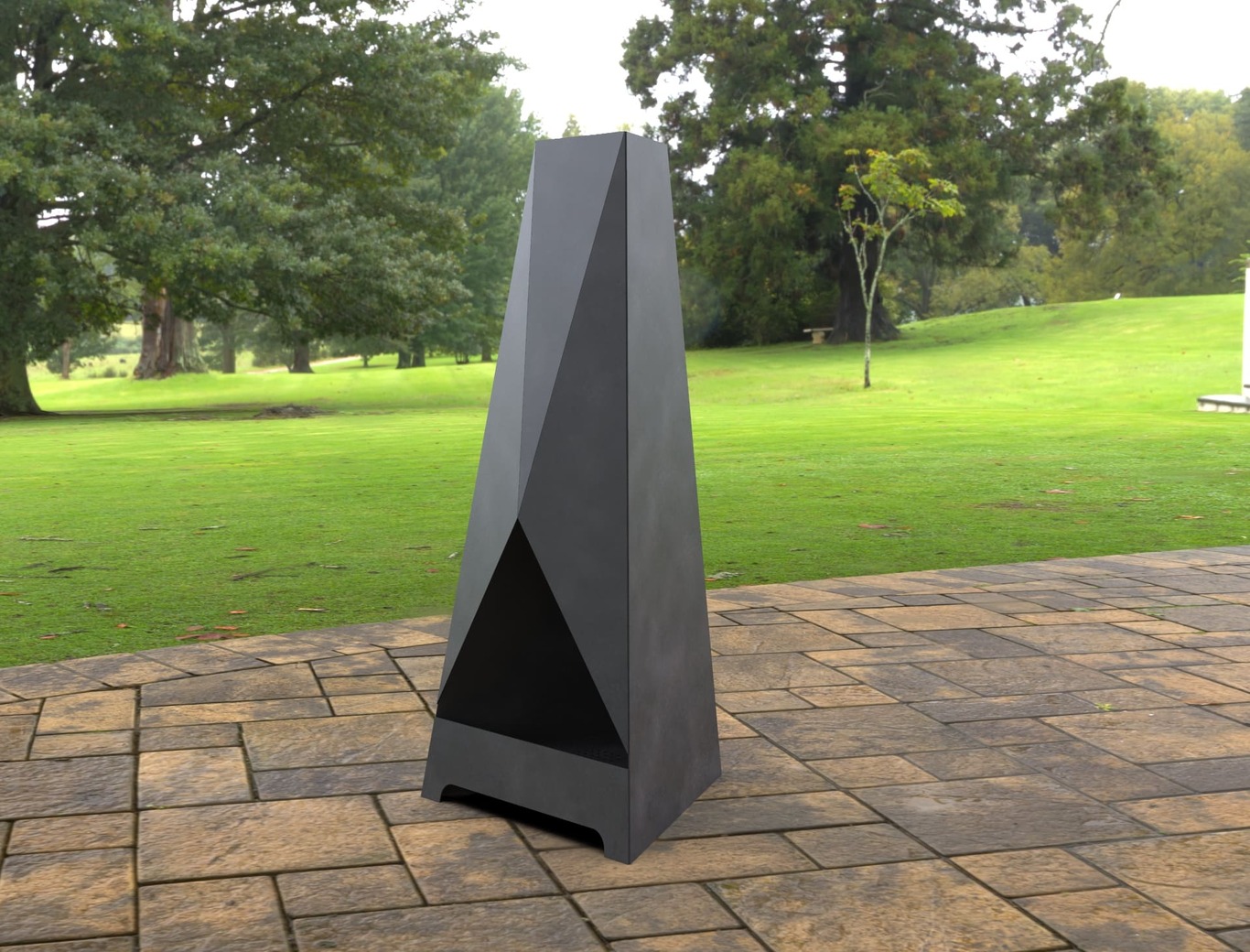 Backyard Triangular V2 Fireplace. DXF, SVG files for laser, plasma cutting. Chiminea Fire Pit. Фото 3