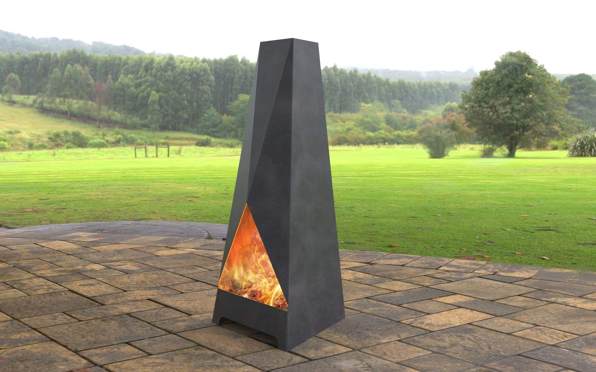 Triangular Fire Place Backyard Triangular V2 Fireplace. Chiminea Fire Pit DXF and SVG Art and ...