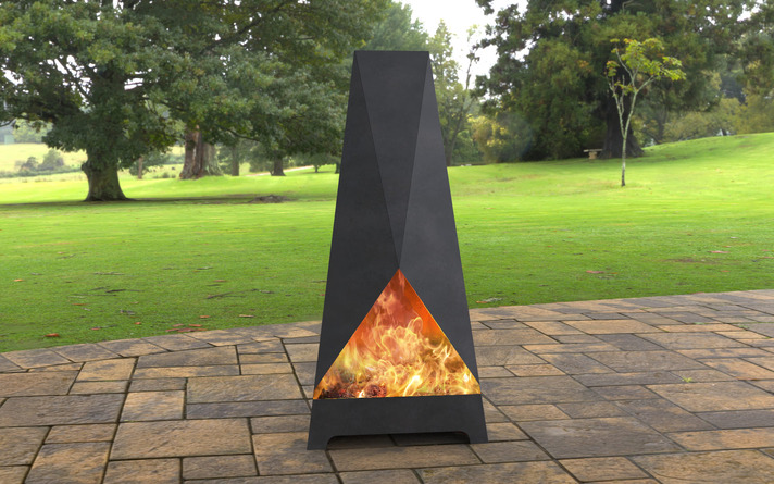 Backyard Triangular V2 Fireplace. DXF, SVG files for laser, plasma cutting. Chiminea Fire Pit