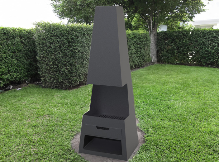 Lareira de Quintal V2 1500mm com Gaveta de Cinzas. Arquivos DXF para corte a laser e plasma. Lareira tipo Chaminea