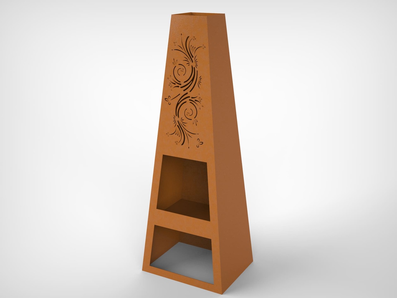 Garden Fireplace V3 59" with Ornament. DXF files for laser, plasma cutting. Pyramid Fire Pit. Фото 3