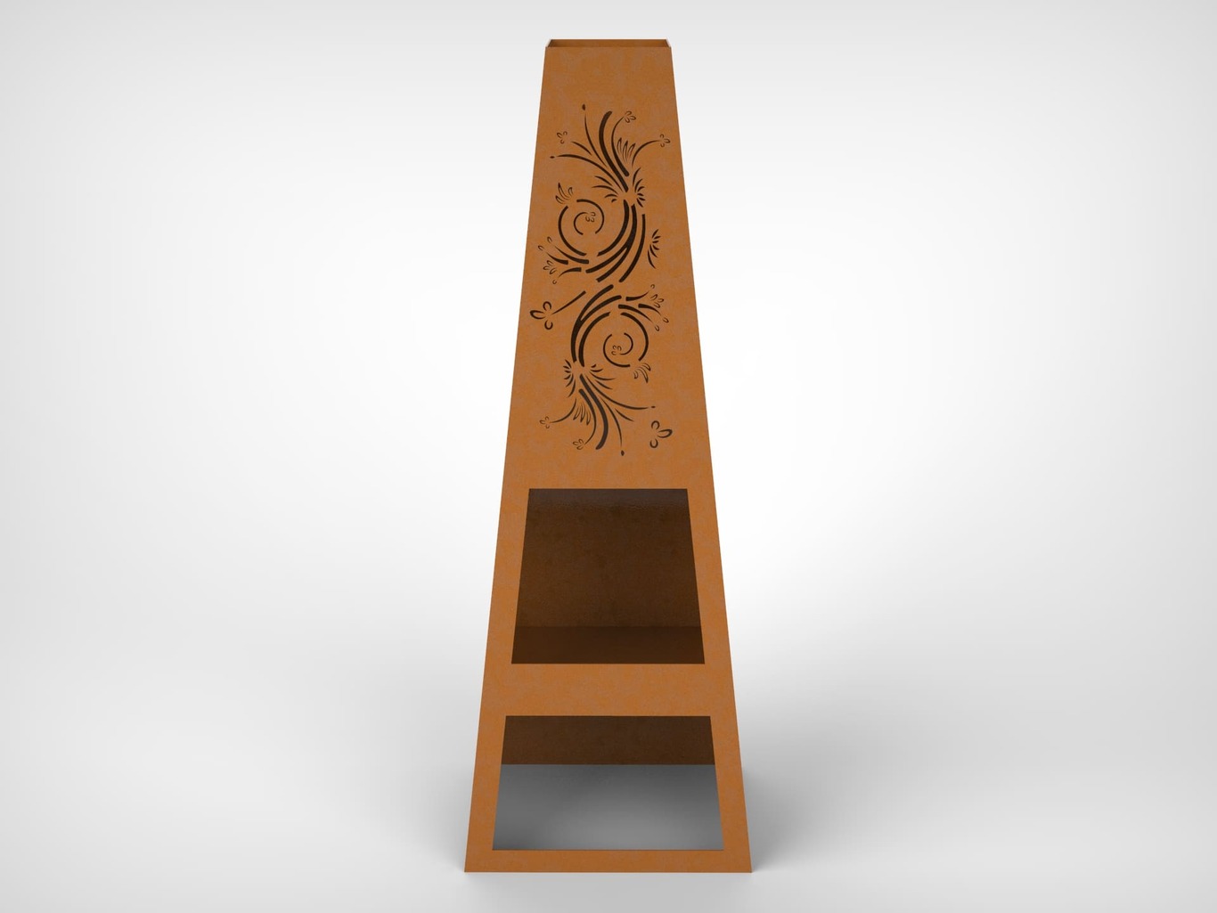 Garden Fireplace V3 59" with Ornament. DXF files for laser, plasma cutting. Pyramid Fire Pit. Фото 2