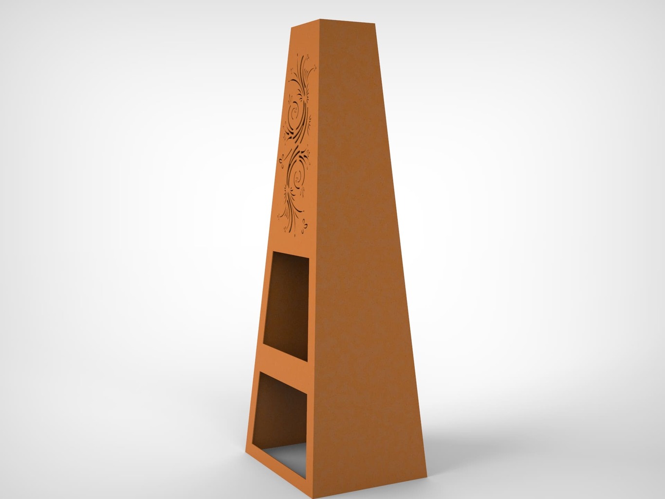 Garden Fireplace V3 59" with Ornament. DXF files for laser, plasma cutting. Pyramid Fire Pit. Фото 5