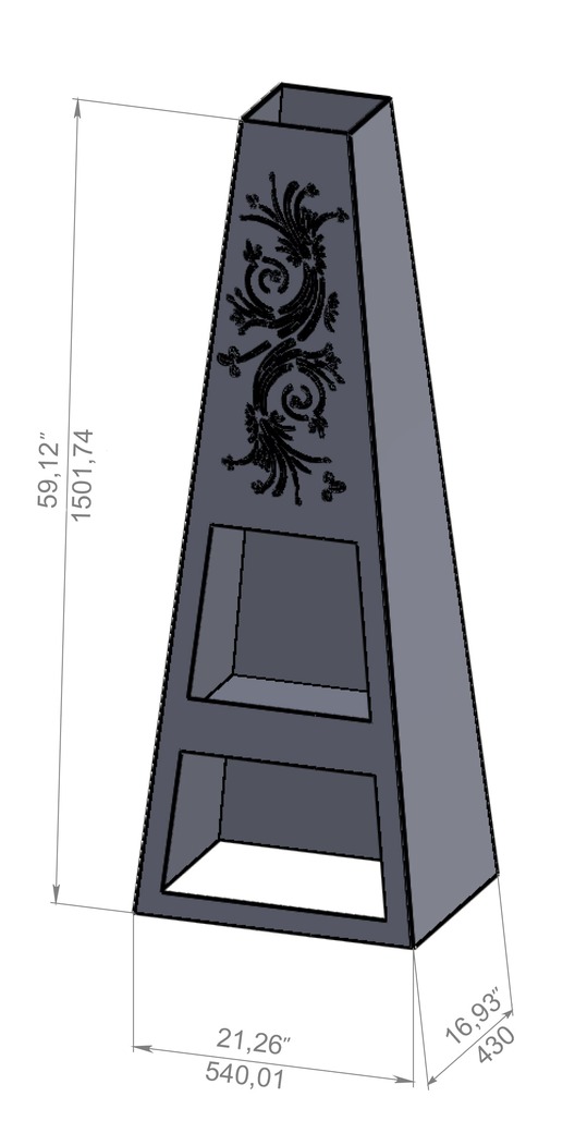 Garden Fireplace V3 59" with Ornament. DXF files for laser, plasma cutting. Pyramid Fire Pit. Фото 7
