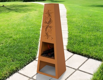 Șemineu de grădină V3 1500 mm cu ornament. Fișiere DXF pentru tăiere cu laser, plasmă. Vatră foc piramidă