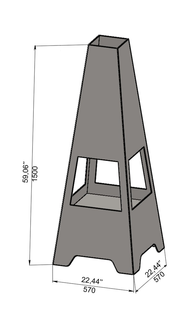 Patio Fireplace V5 59". DXF files for laser, plasma cutting. Chiminea Fire Pit. Фото 6