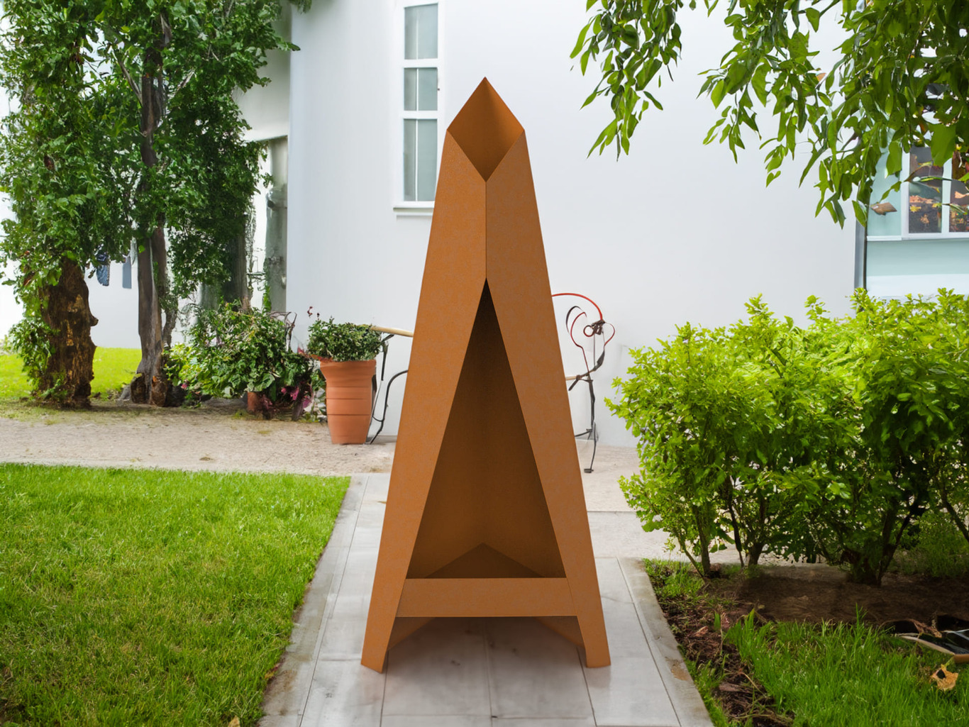Backyard Fireplace V6 59". DXF files for laser, plasma cutting. Chiminea Fire Pit