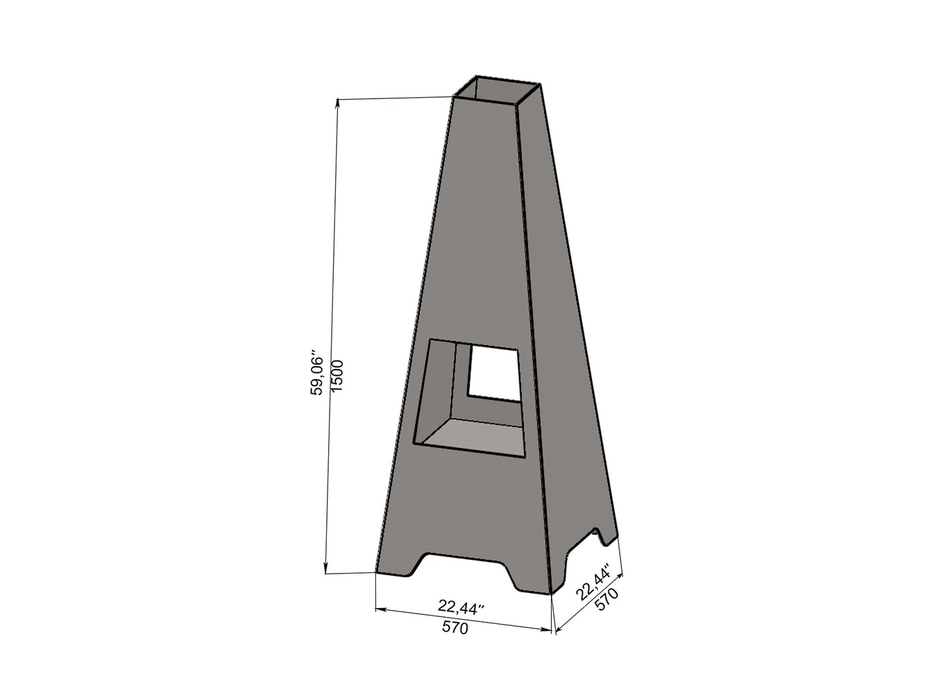 Lareira V7 1500 mm de Jardim. Arquivos DXF para corte a laser e plasma. Lareira Externa Pirâmide. Фото 7