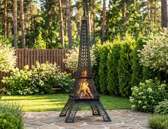 Backyard Eiffel Tower Fireplace. DXF files for laser, plasma cutting. Chiminea Fire Pit
