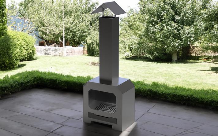 Șemineu exterior tip sobă. Fișiere DXF pentru tăiere cu laser, plasmă. Chiminea