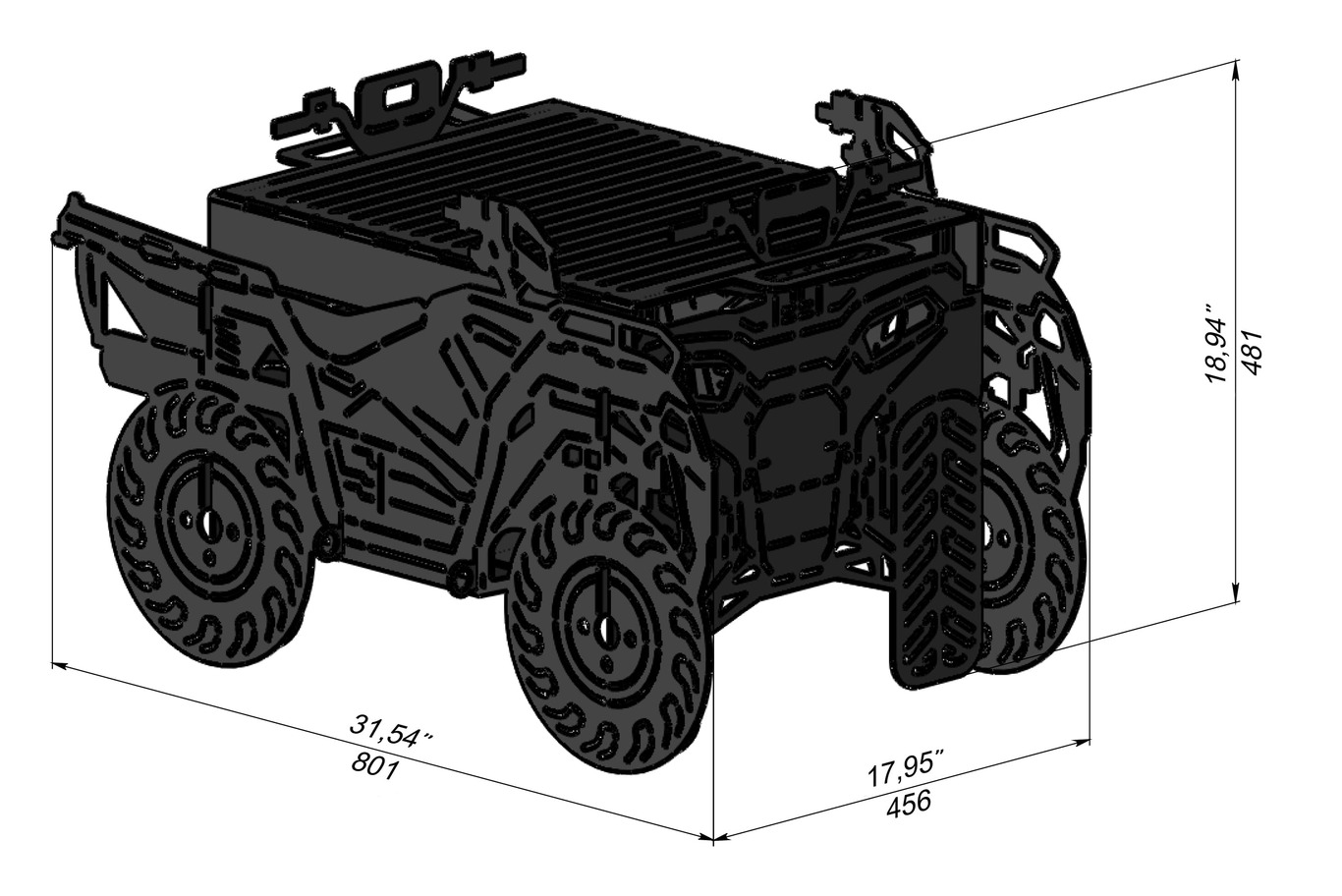 All-terrain Vehicle Fire Pit Grill. DXF, SVG files for laser, plasma cutting. Фото 8
