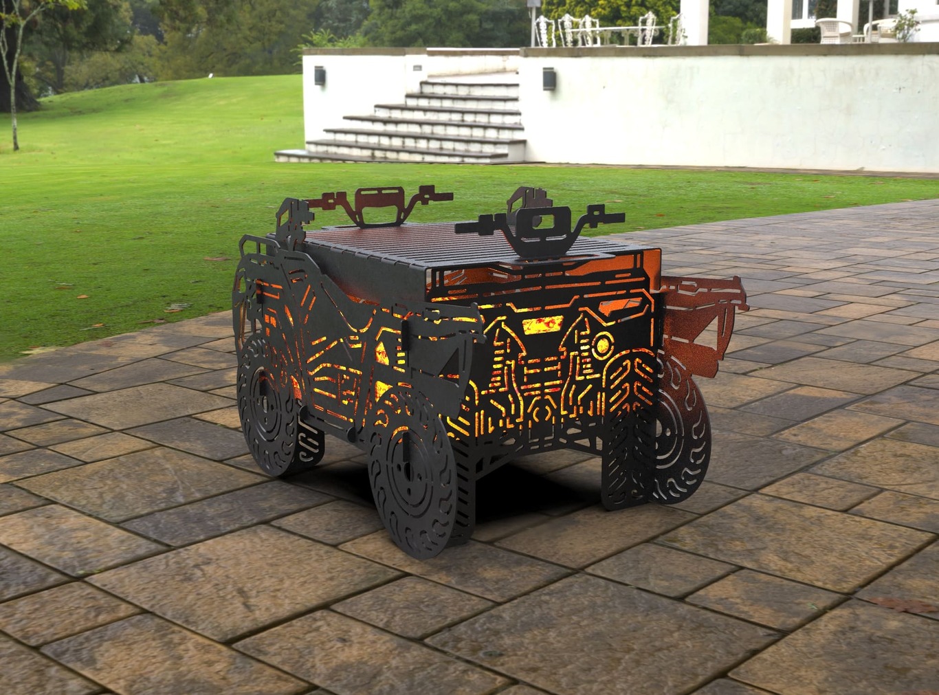 All-terrain Vehicle Fire Pit Grill. DXF, SVG files for laser, plasma cutting. Фото 7