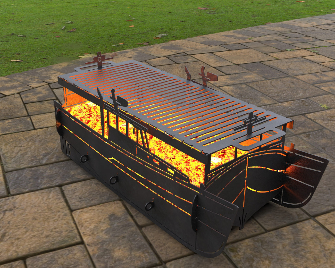Boat Fire Pit Grill. DXF, SVG files for laser, plasma cutting. Фото 4