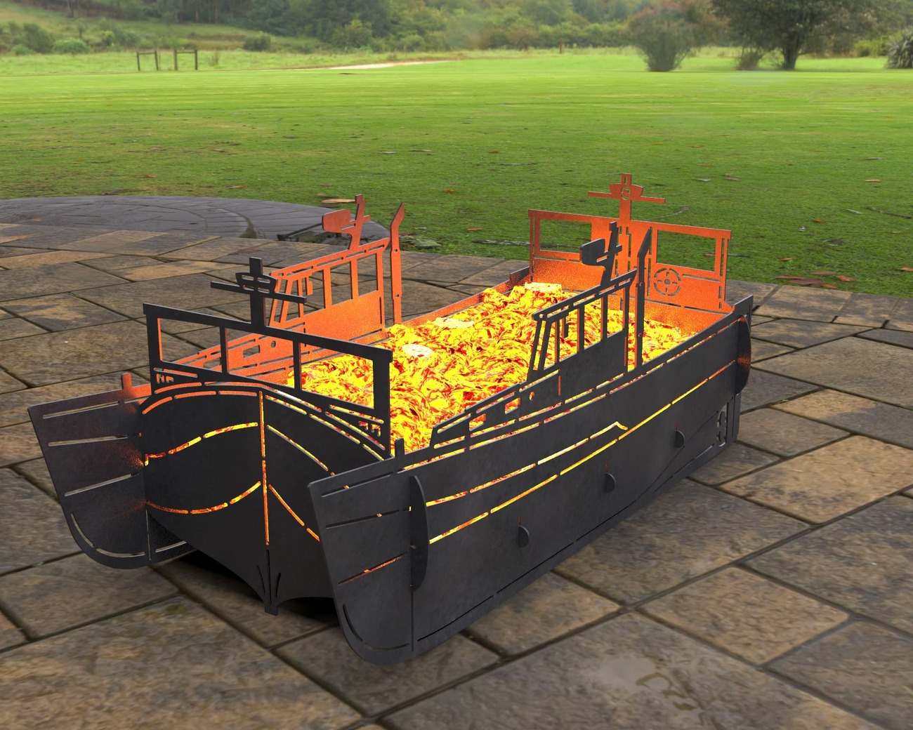 Boat Fire Pit Grill. DXF, SVG files for laser, plasma cutting. Фото 6