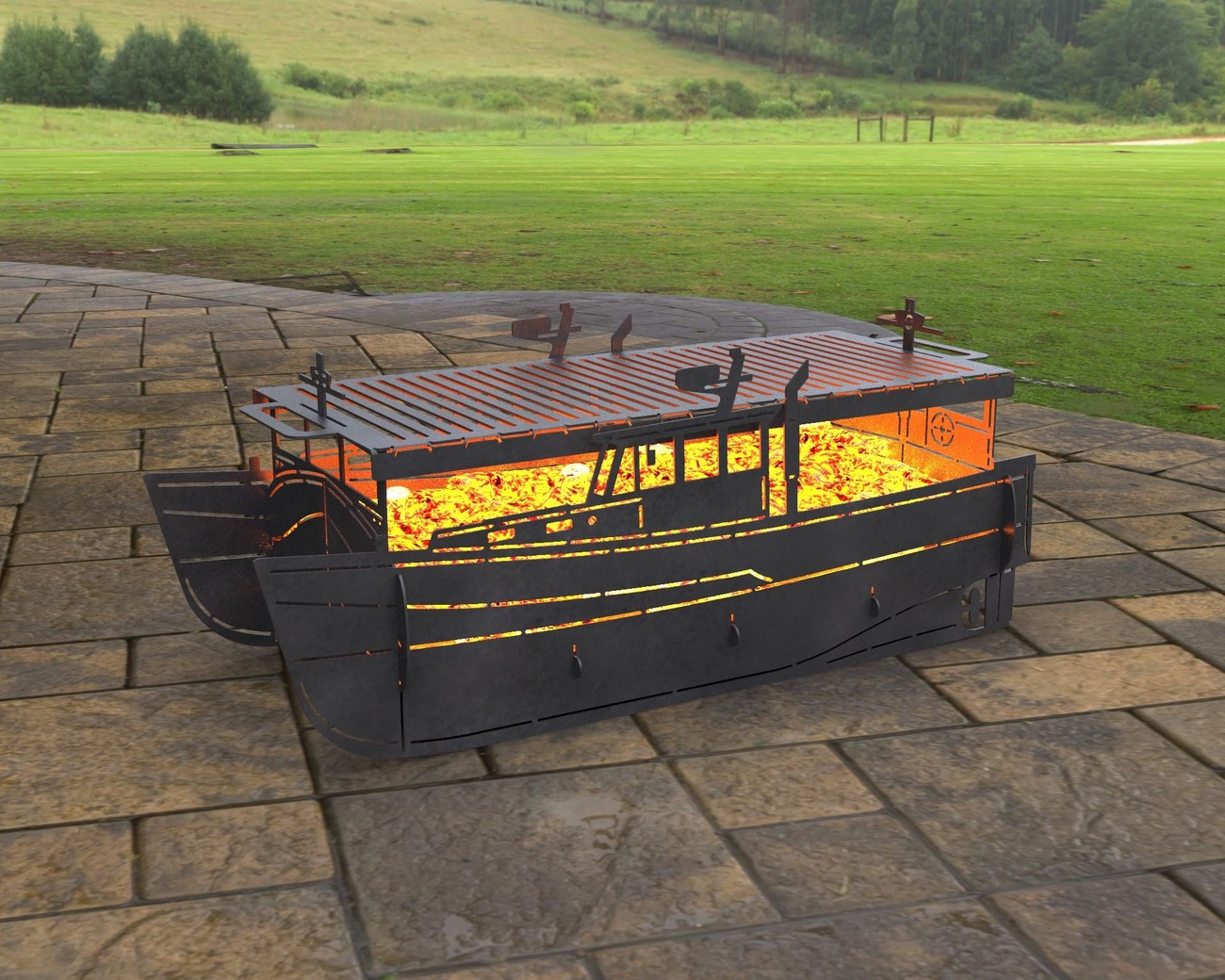 Boat Fire Pit Grill. DXF, SVG files for laser, plasma cutting. Фото 7