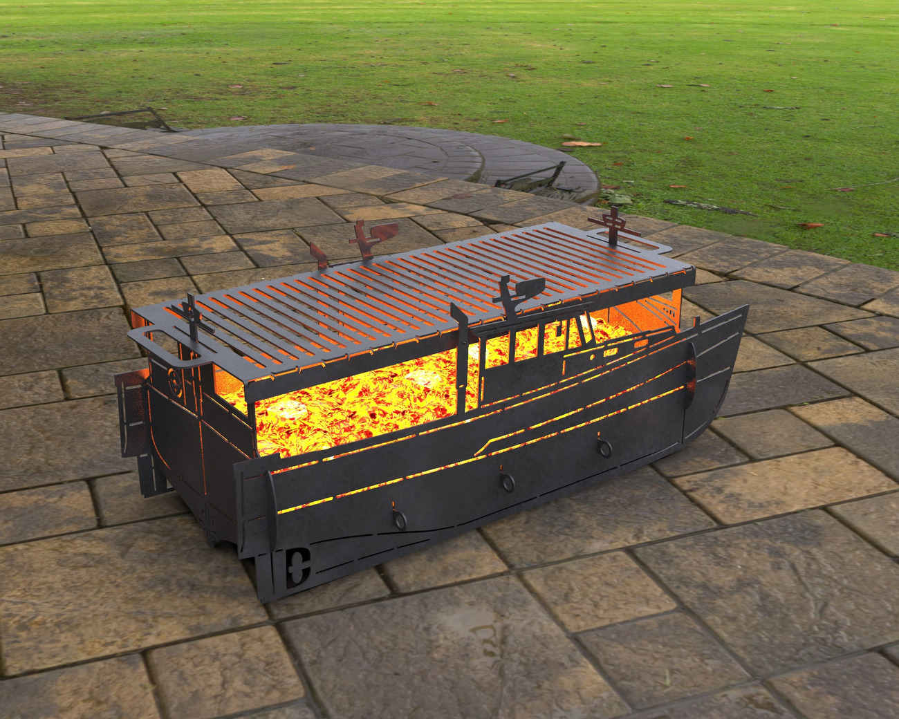 Boat Fire Pit Grill. DXF, SVG files for laser, plasma cutting. Фото 8