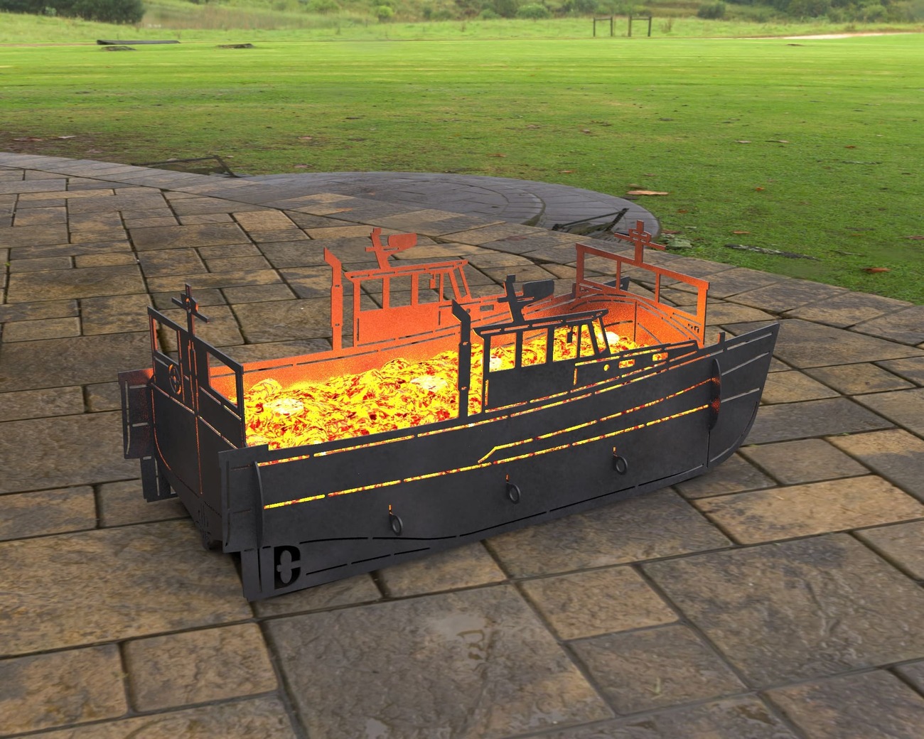 Boat Fire Pit Grill. DXF, SVG files for laser, plasma cutting. Фото 9