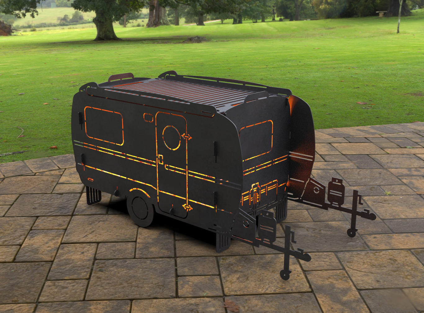 Camper Trailer Fire Pit Grill. DXF, SVG files for laser, plasma cutting. Фото 3