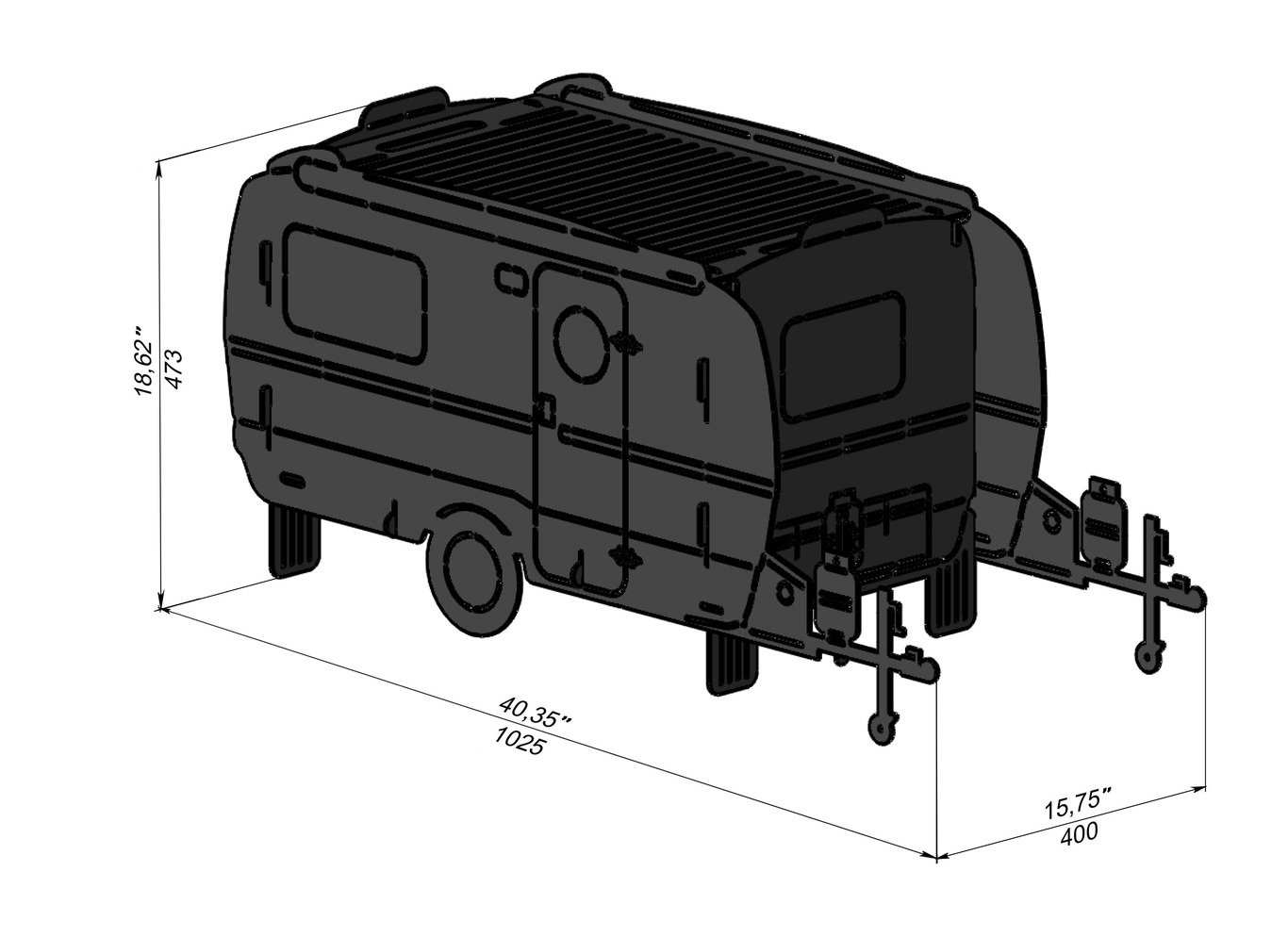 Camper Trailer Fire Pit Grill. DXF, SVG files for laser, plasma cutting. Фото 12