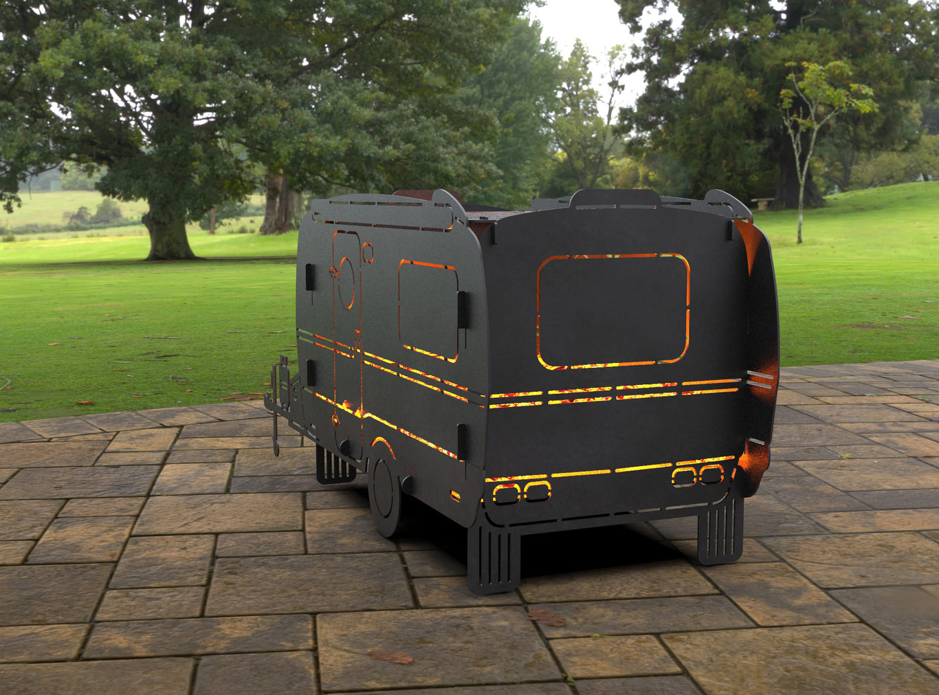 Camper Trailer Fire Pit Grill. DXF, SVG files for laser, plasma cutting. Фото 5