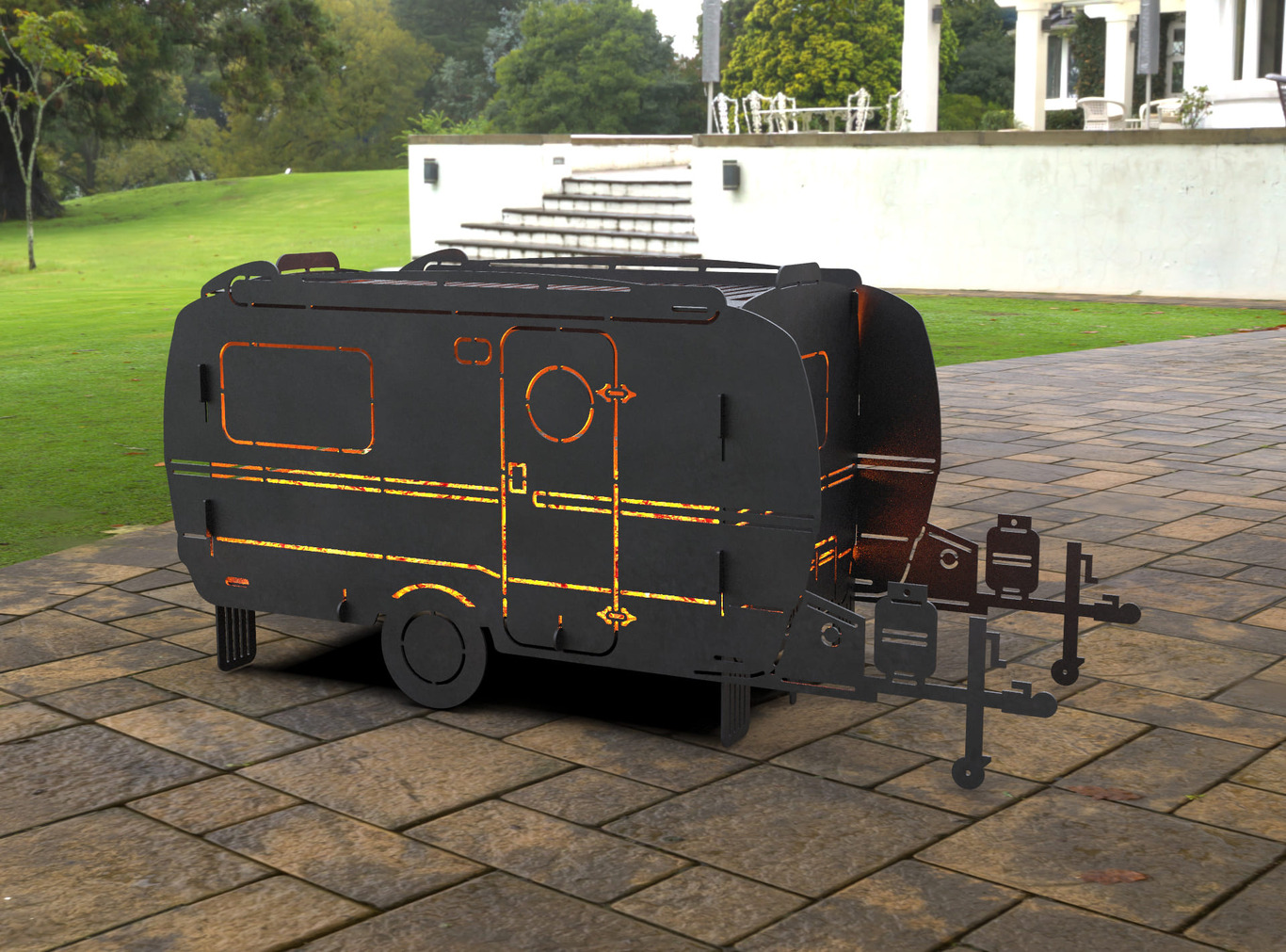Camper Trailer Fire Pit Grill. DXF, SVG files for laser, plasma cutting. Фото 6