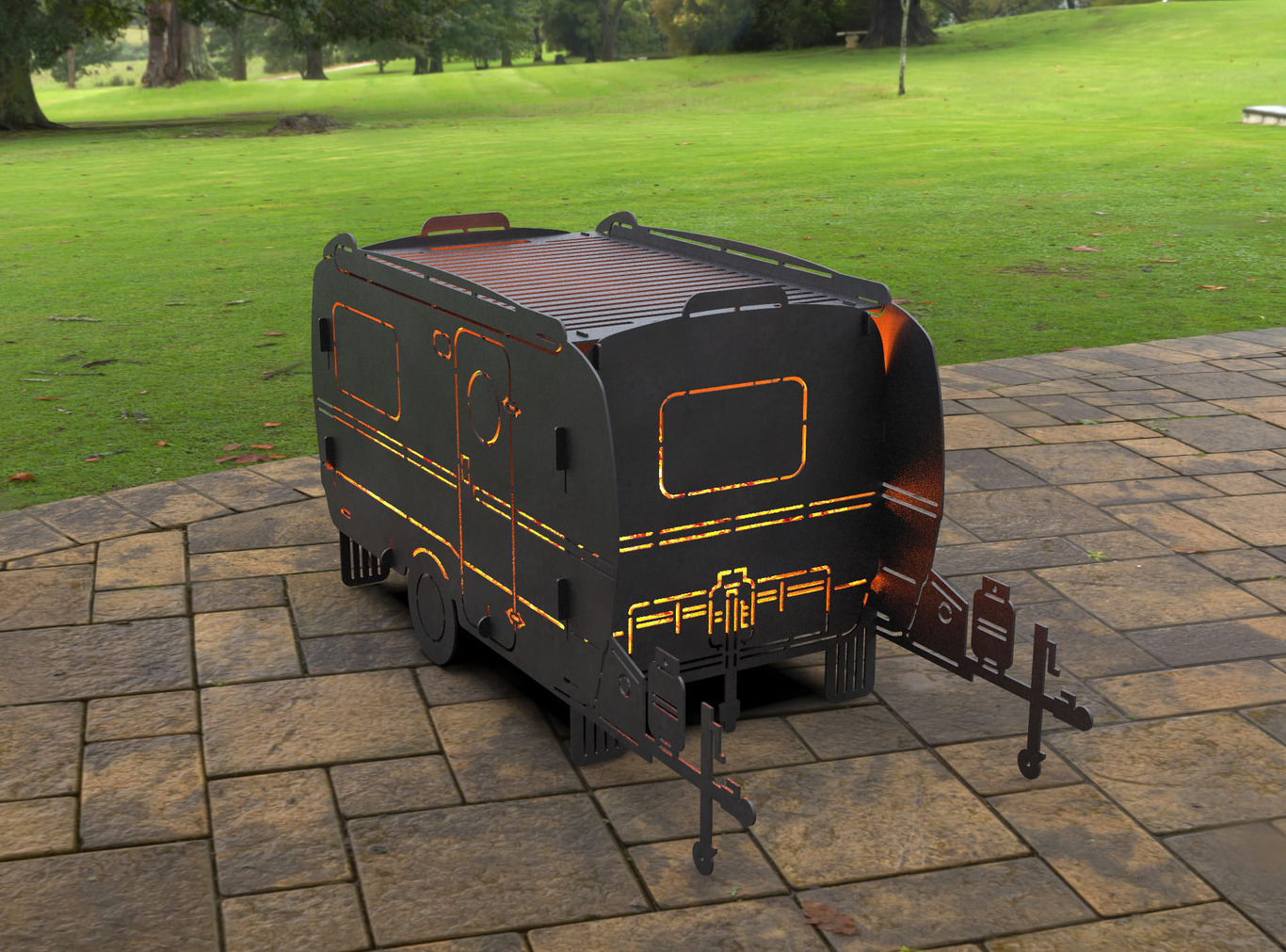 Camper Trailer Fire Pit Grill. DXF, SVG files for laser, plasma cutting. Фото 8