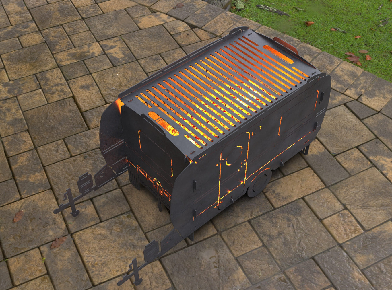 Camper Trailer Fire Pit Grill. DXF, SVG files for laser, plasma cutting. Фото 10