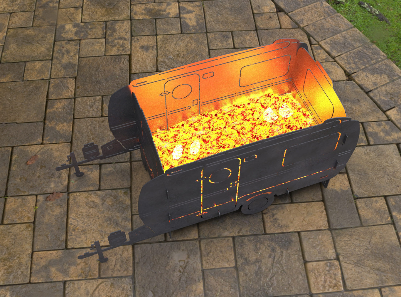 Camper Trailer Fire Pit Grill. DXF, SVG files for laser, plasma cutting. Фото 11