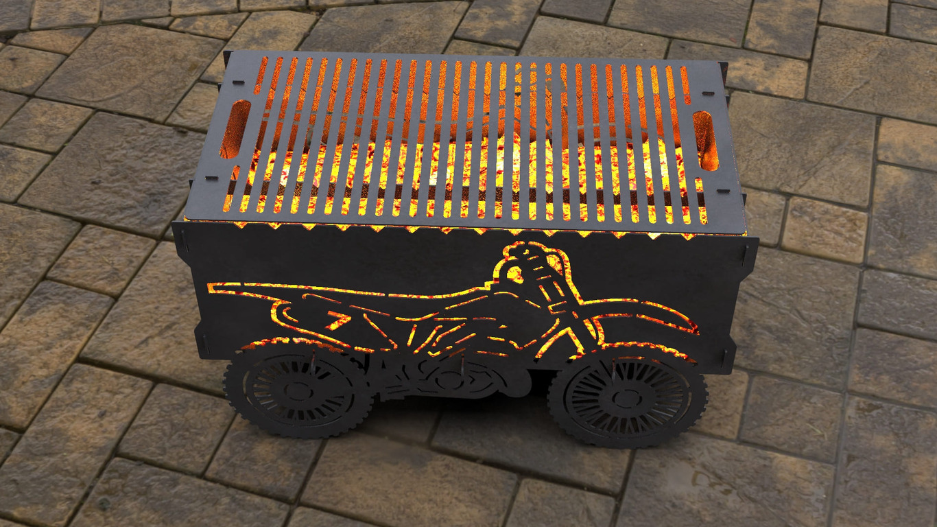 Dirt Bike Fire Pit Grill. DXF, SVG files for laser, plasma cutting. Фото 4