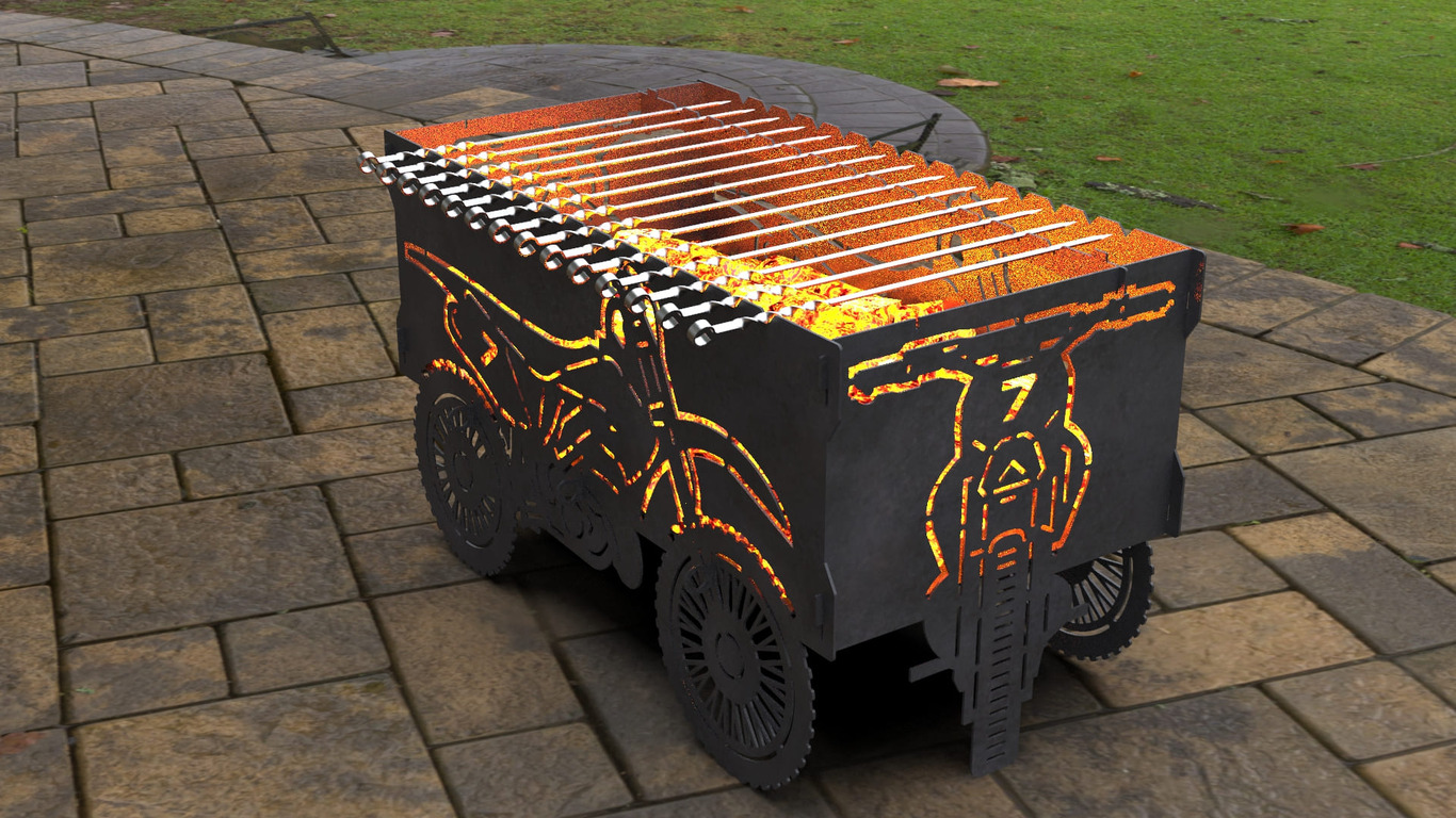 Dirt Bike Fire Pit Grill. DXF, SVG files for laser, plasma cutting. Фото 6