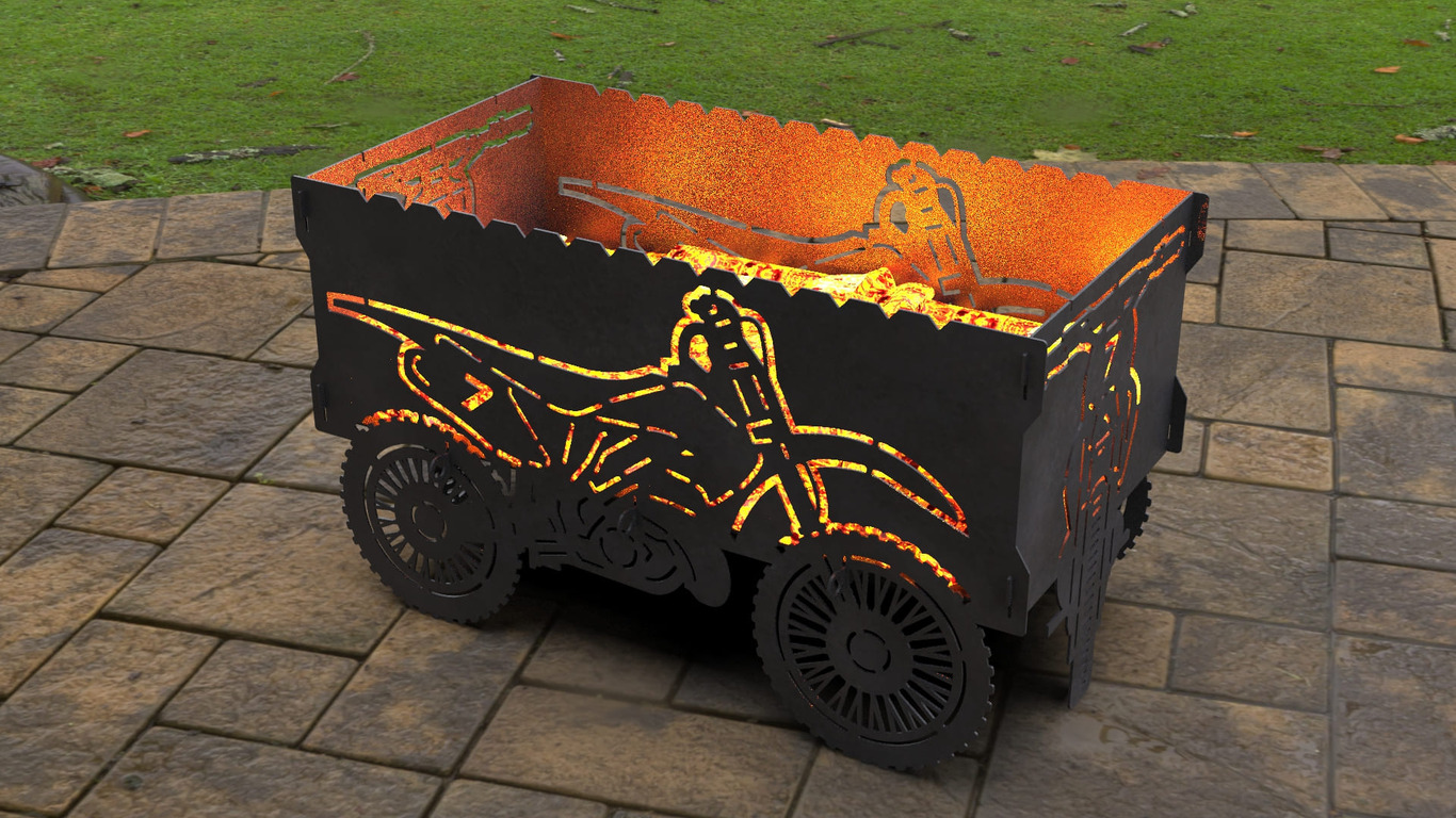 Dirt Bike Fire Pit Grill. DXF, SVG files for laser, plasma cutting. Фото 9
