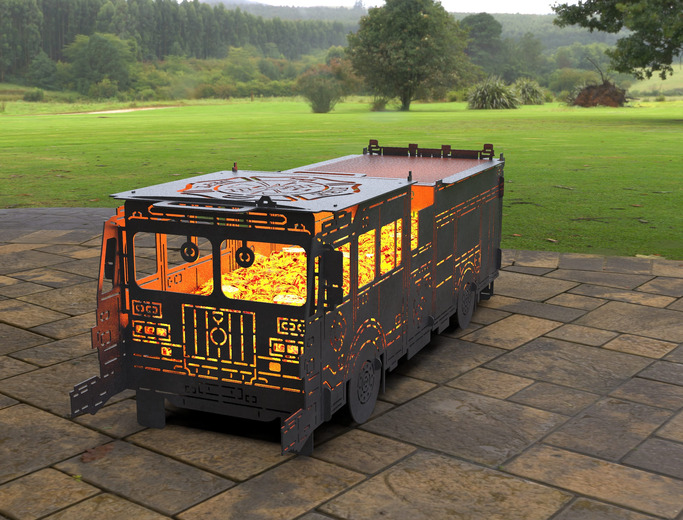 Barbecue a Legna Camion dei Pompieri. File DXF, SVG per taglio laser, plasma